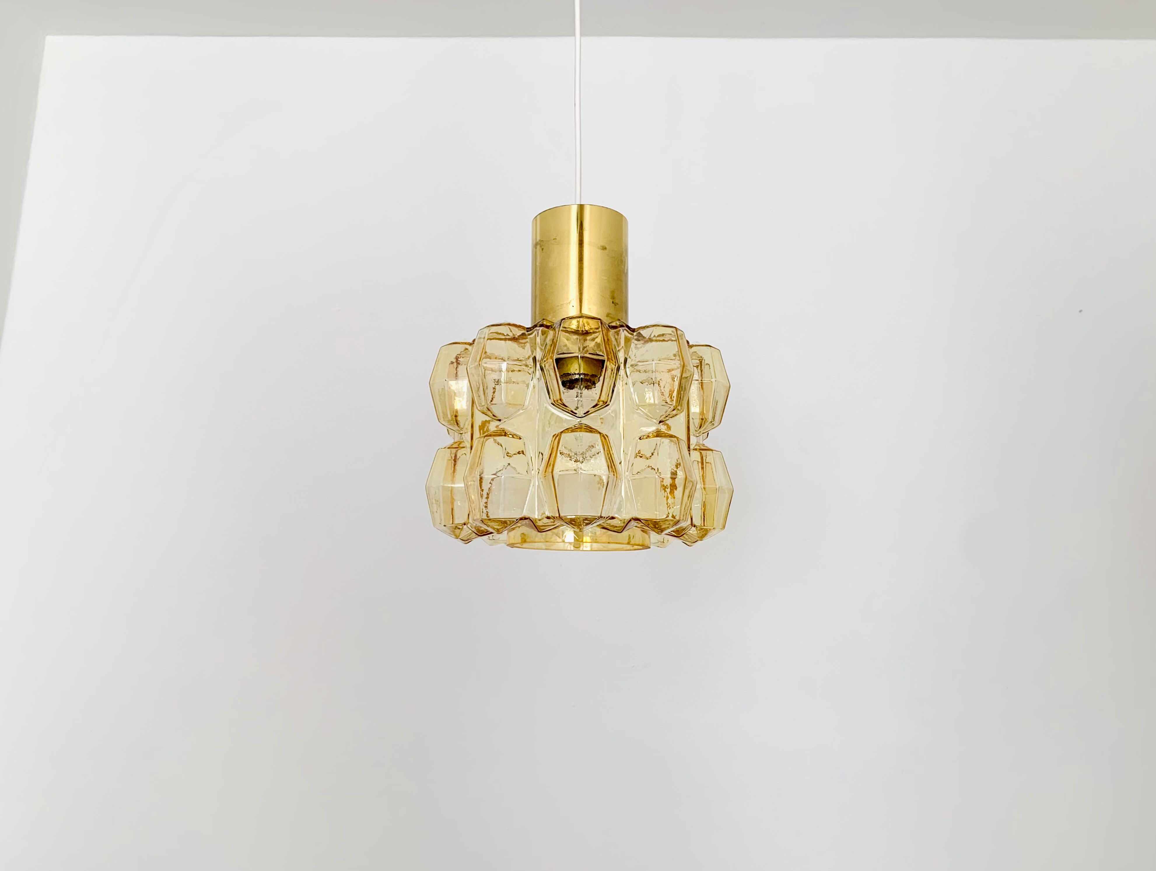 Amber Bubble Glass Pendant Lamp by Helena Tynell for Glashütte Limburg