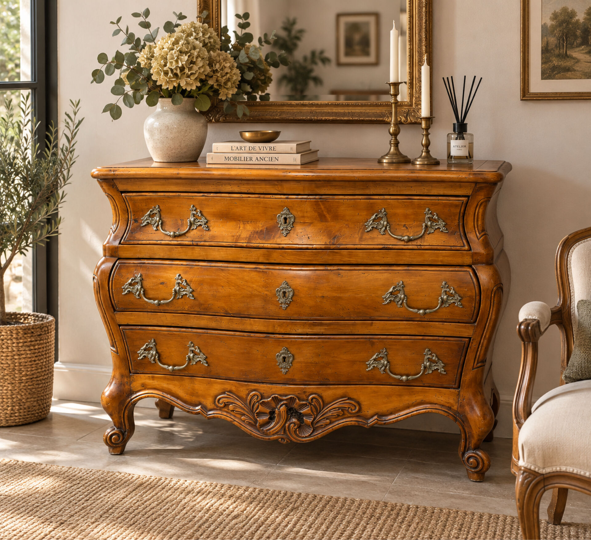 Commode tombeau galbée Louis XV