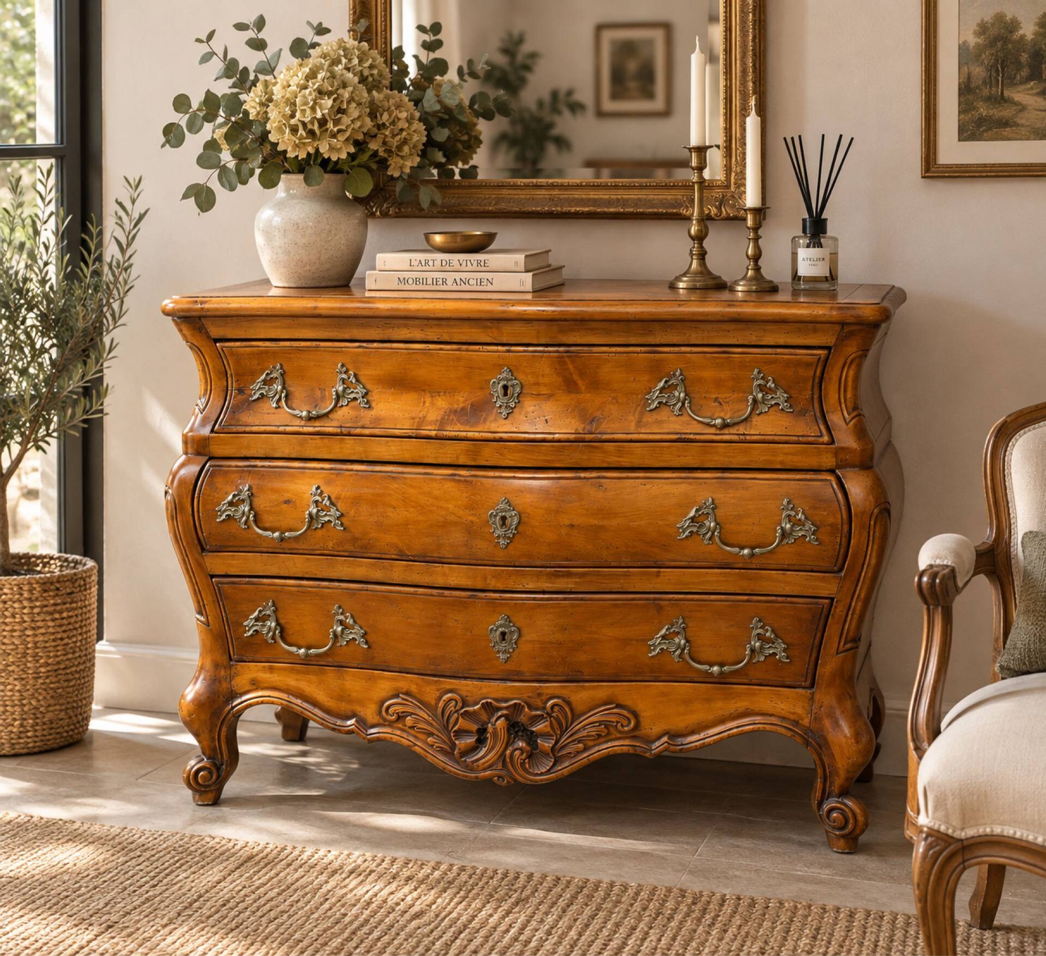 Commode tombeau galbée Louis XV