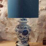Hand-painted blue and white Paris porcelain lamp, circa 1980