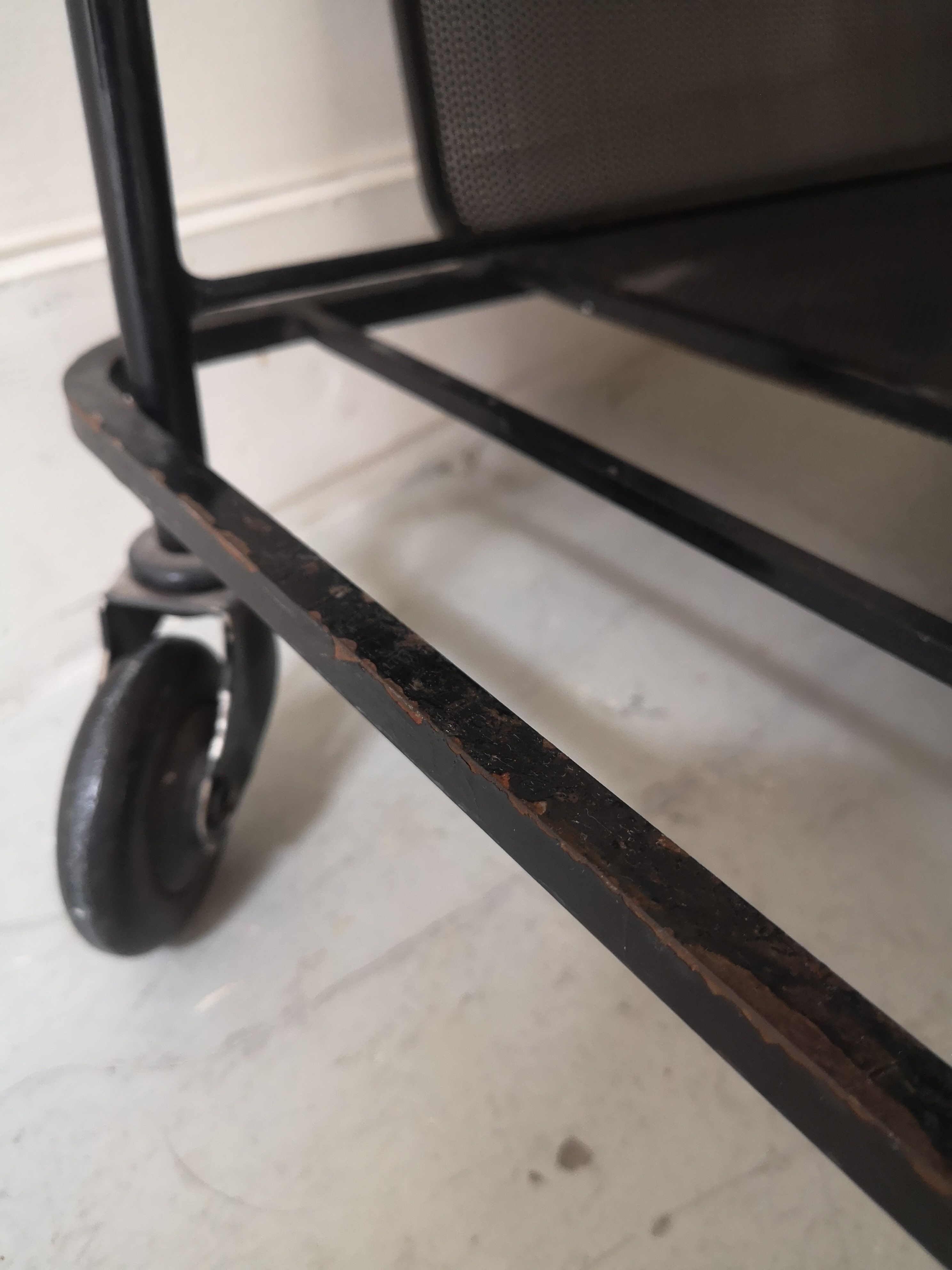 Perforated black metal trolley service, Matégot 1950 design