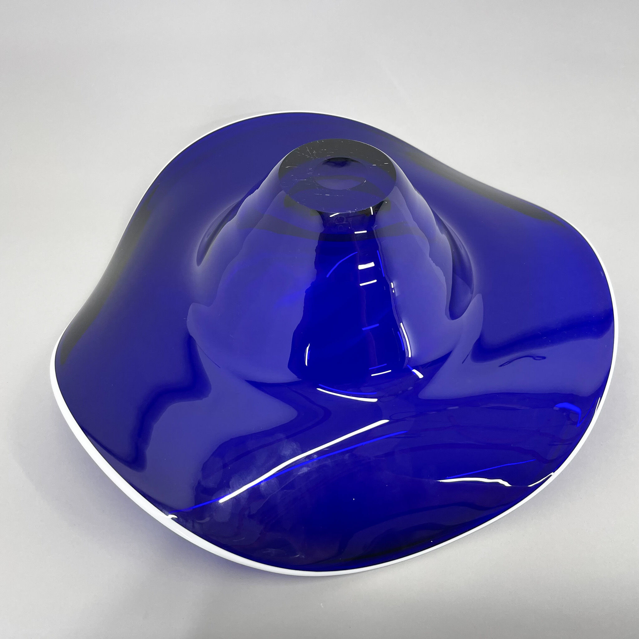 Mid-century Blue Glass Bowl, Czechoslovakia