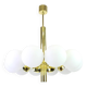 1 of 2 large splendid Kaiser Sputnik chandeliers with opal globes, Germany, 1970s