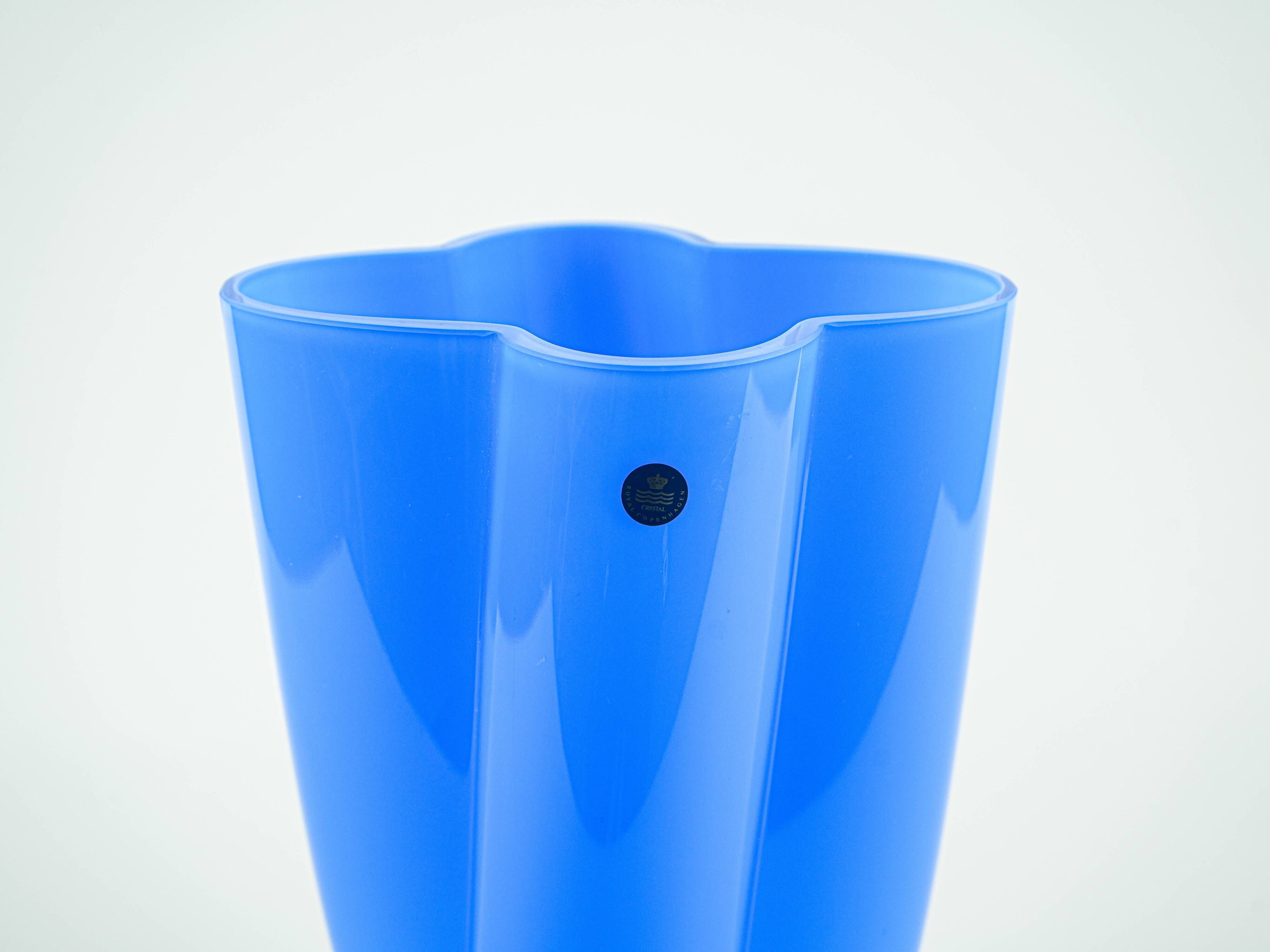 Blue vase, Danish design, 1980s, manufactured by Royal Copenhagen