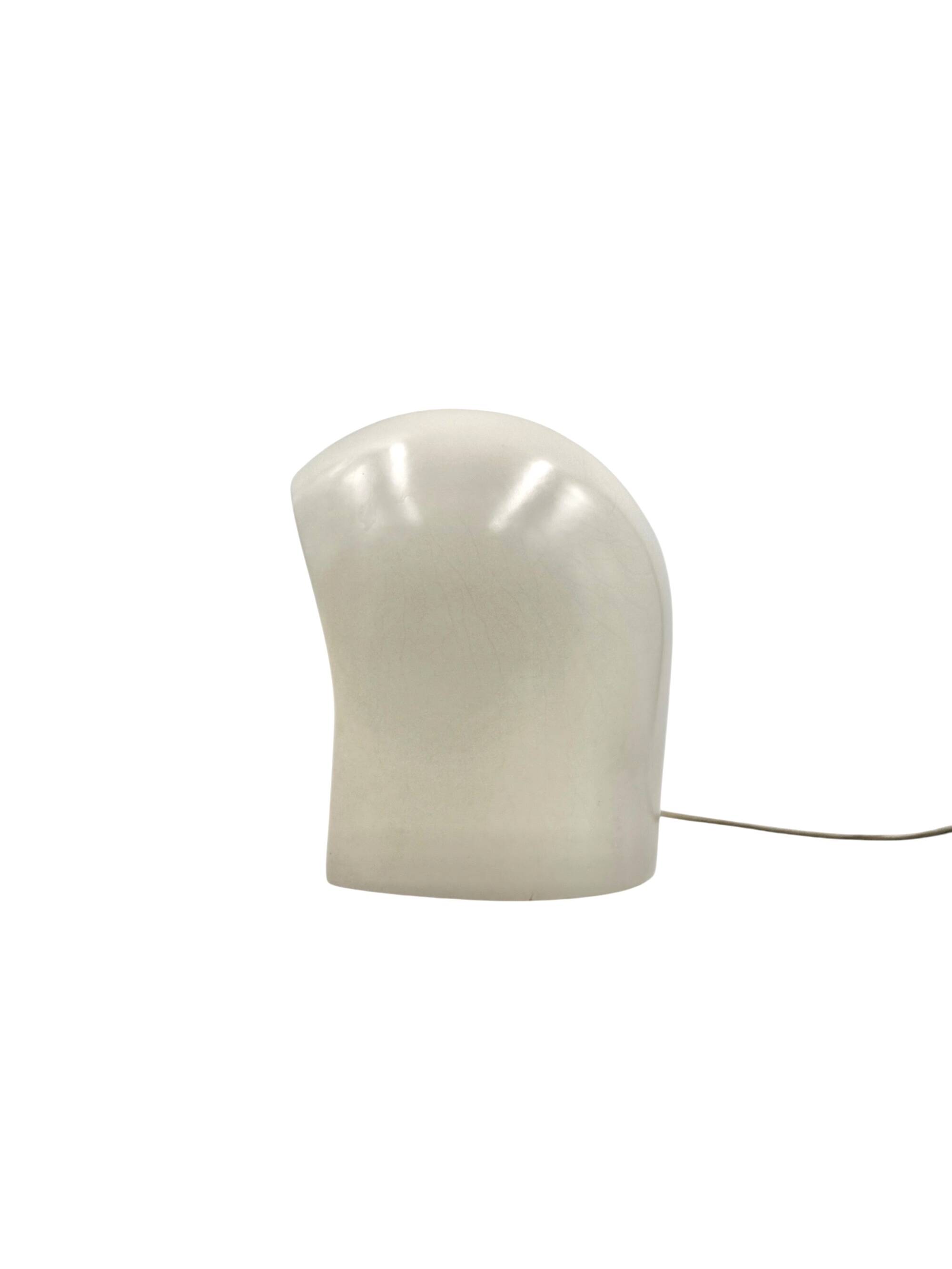 Organic white ceramic table lamp, Italy 1970