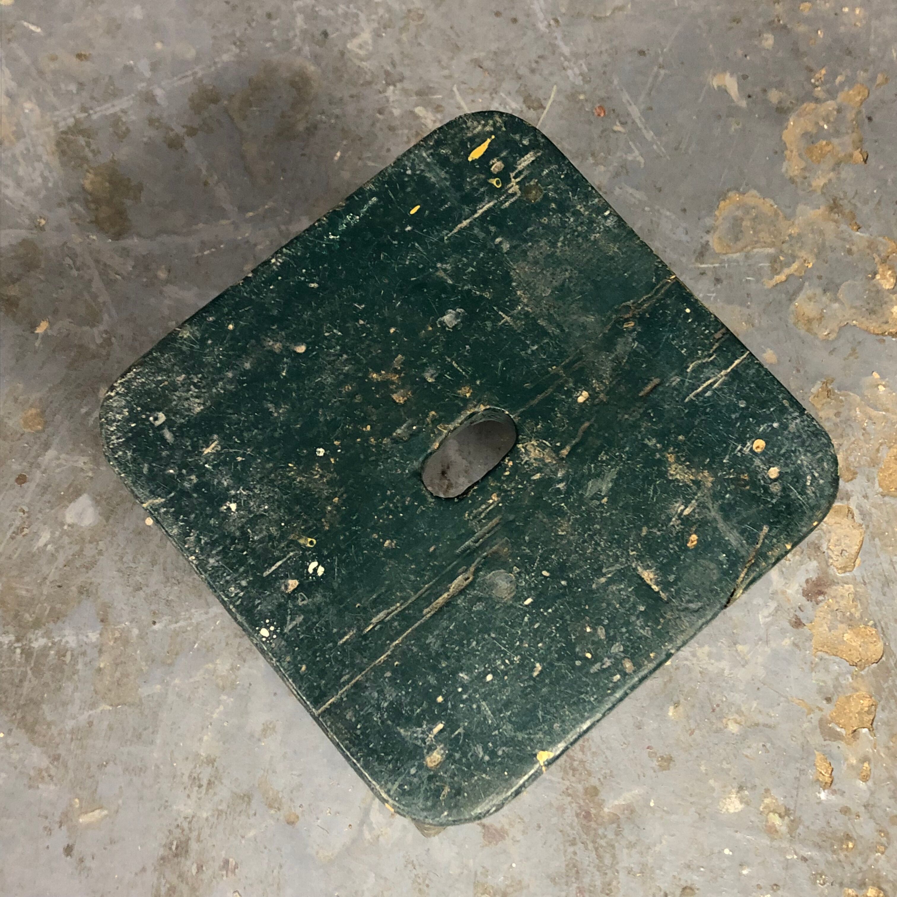 Small green painted wooden stool