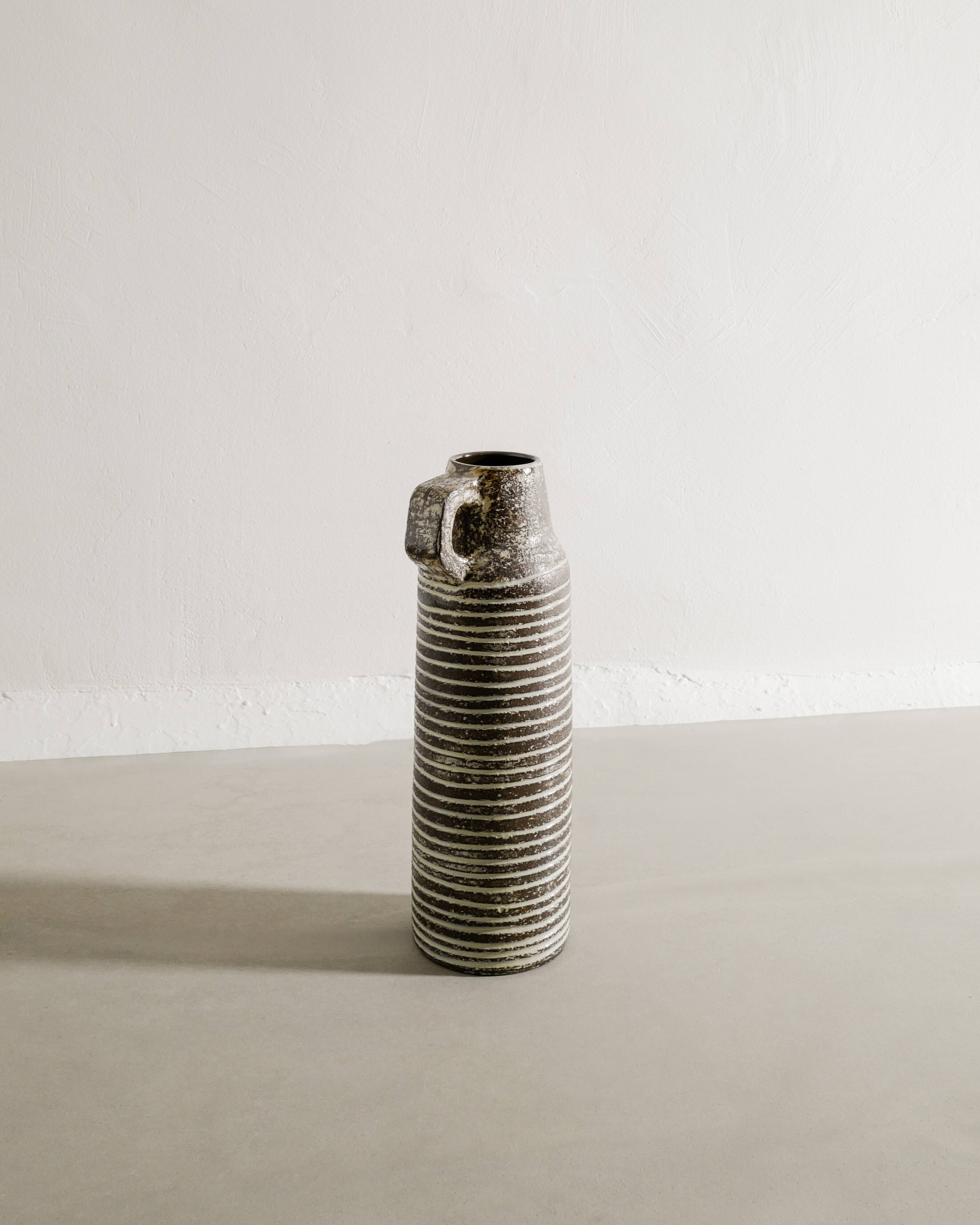 Vintage Swedish Mid Century Grey Ceramic Floorvase Ingrid Atterberg, 1950s