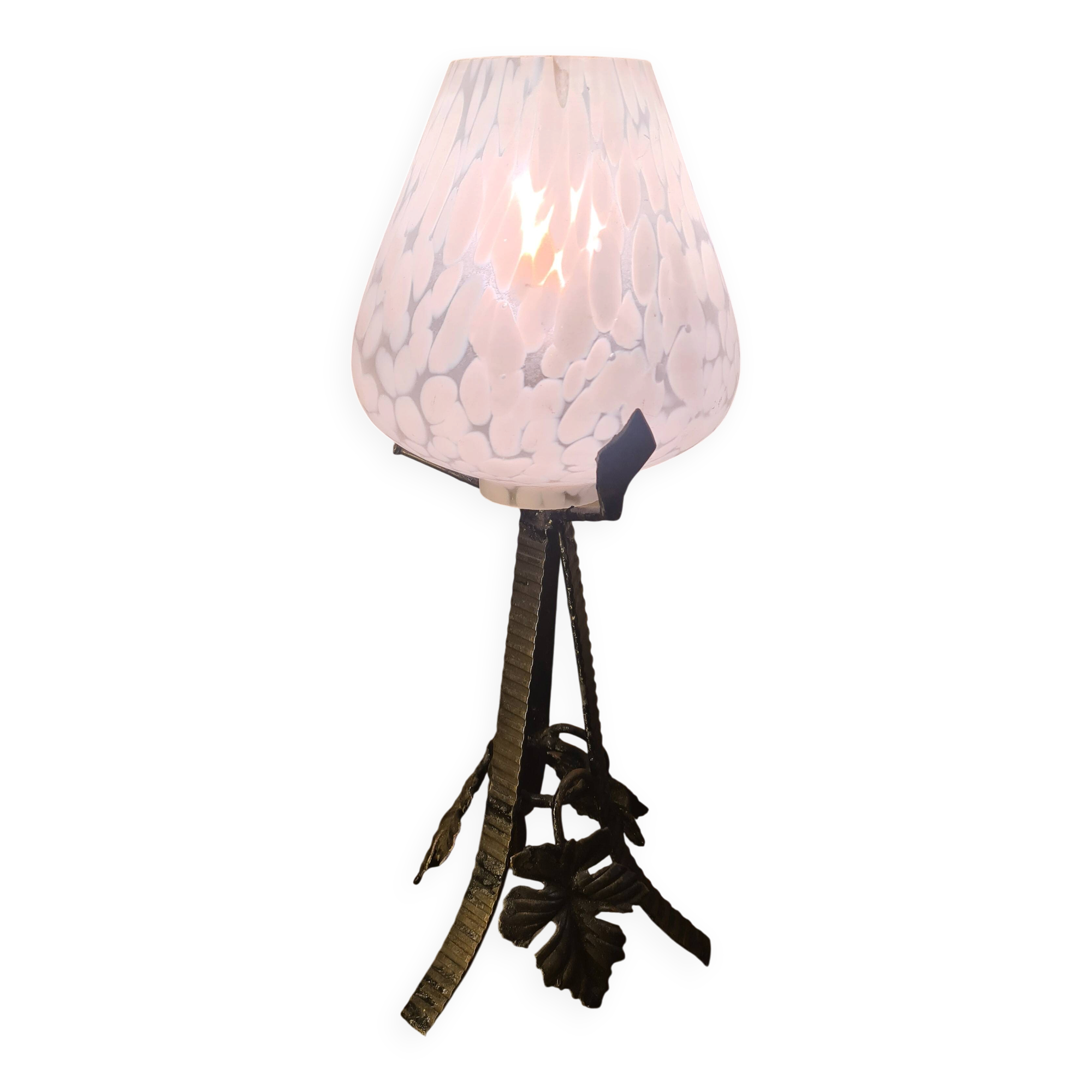 Art Deco night light, wrought iron, 32x12, very good condition.