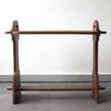 Table d’appoint brutaliste en bois exotique, 50’s.