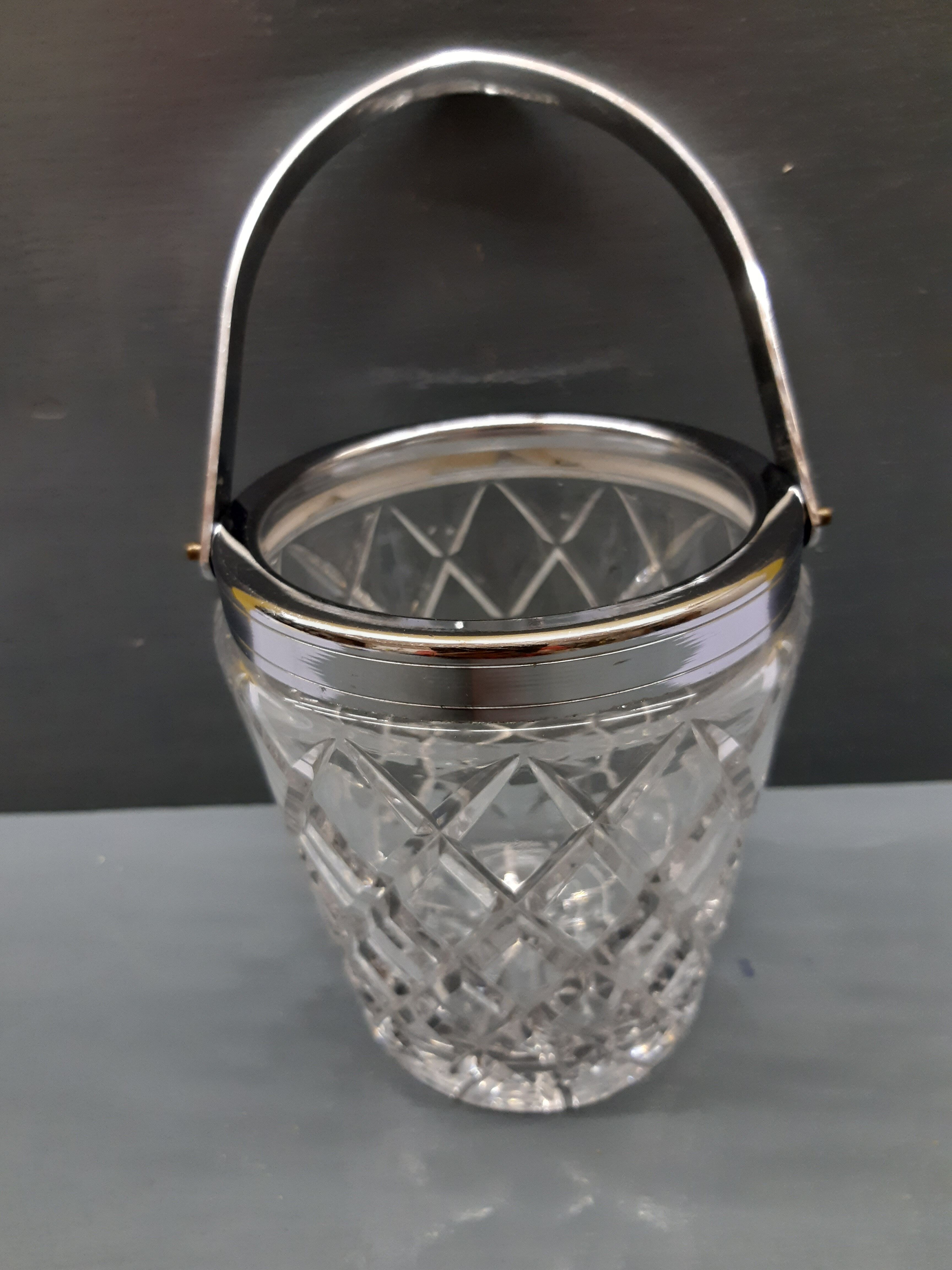 Vintage ice bucket in bevel glass and metal