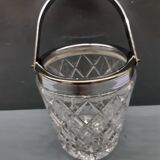 Vintage ice bucket in bevel glass and metal