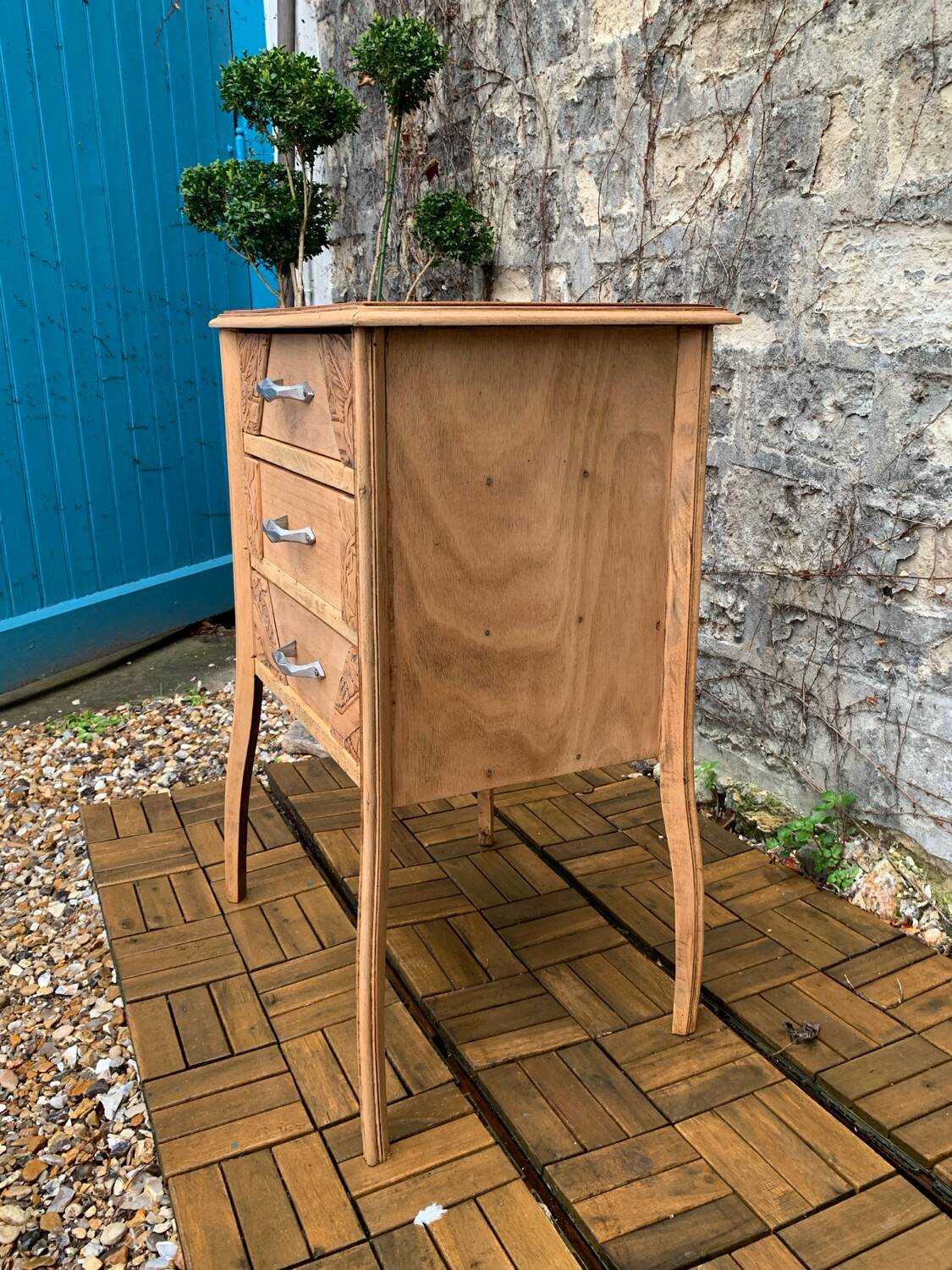 Art Deco chest of drawers in raw wood, 1930