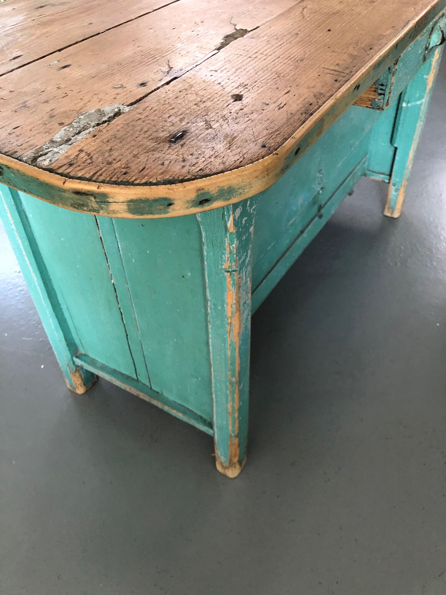 Furniture by trade / console in patinated green wood