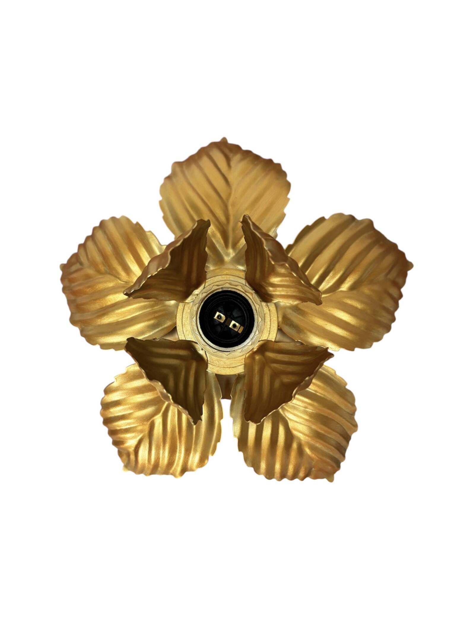 Wall or ceiling light with golden leaf flowers