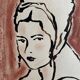 Painting signed Indian ink and pastel female portrait “study with headdress”