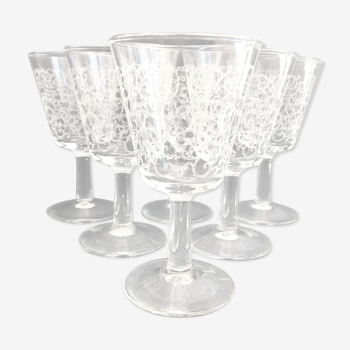 Set of 6 chissed port glasses