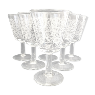 Set of 6 chissed port glasses