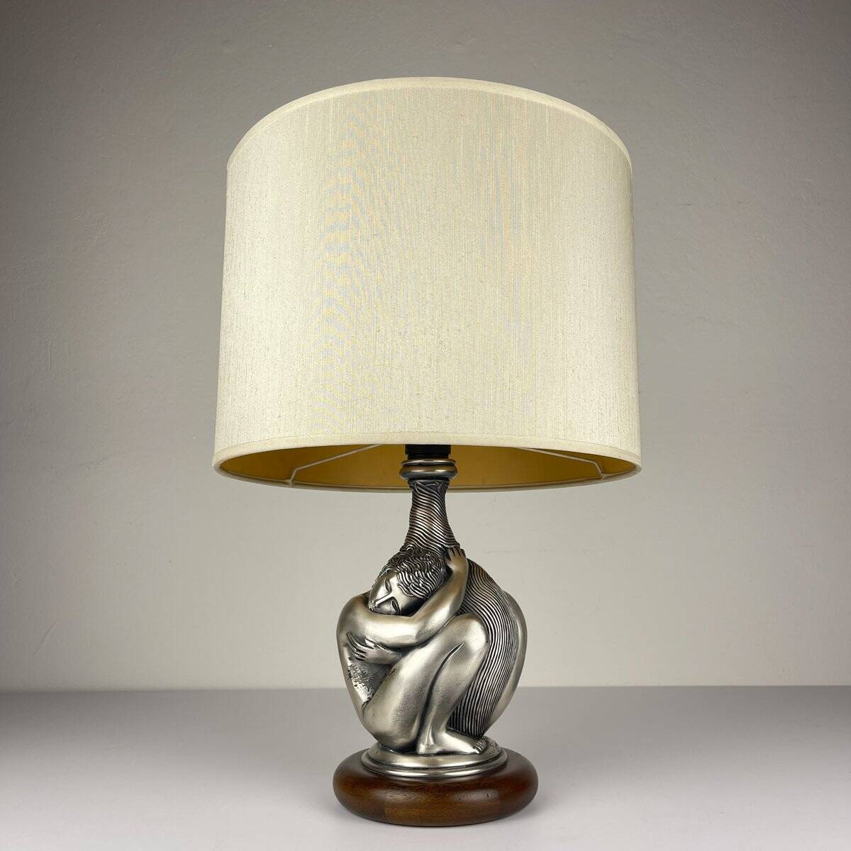 Vintage silver table lamp man and woman by Ottaviani, Italy, 1970s.