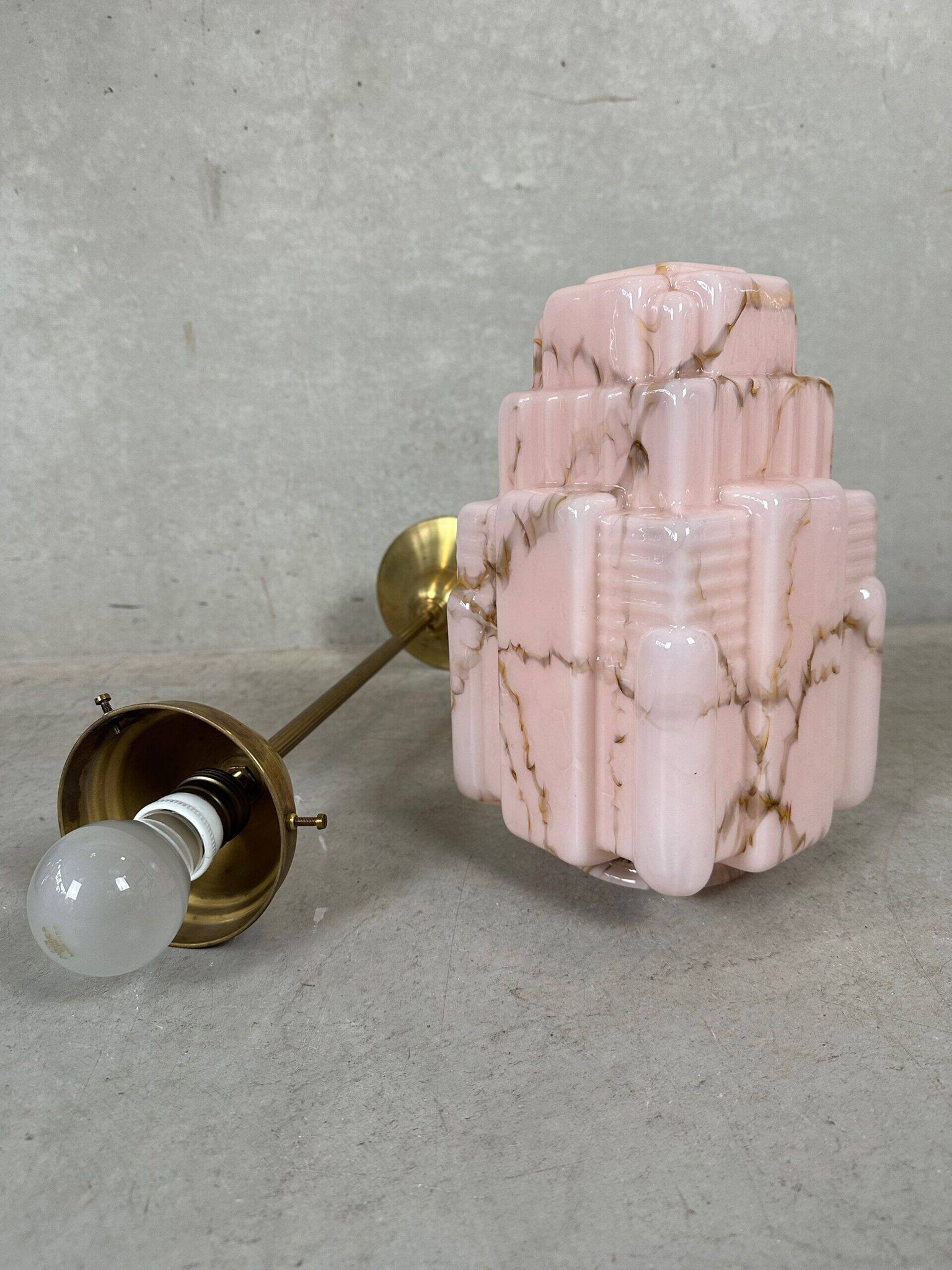 Art deco skyscraper – marbled pink opaline and brass