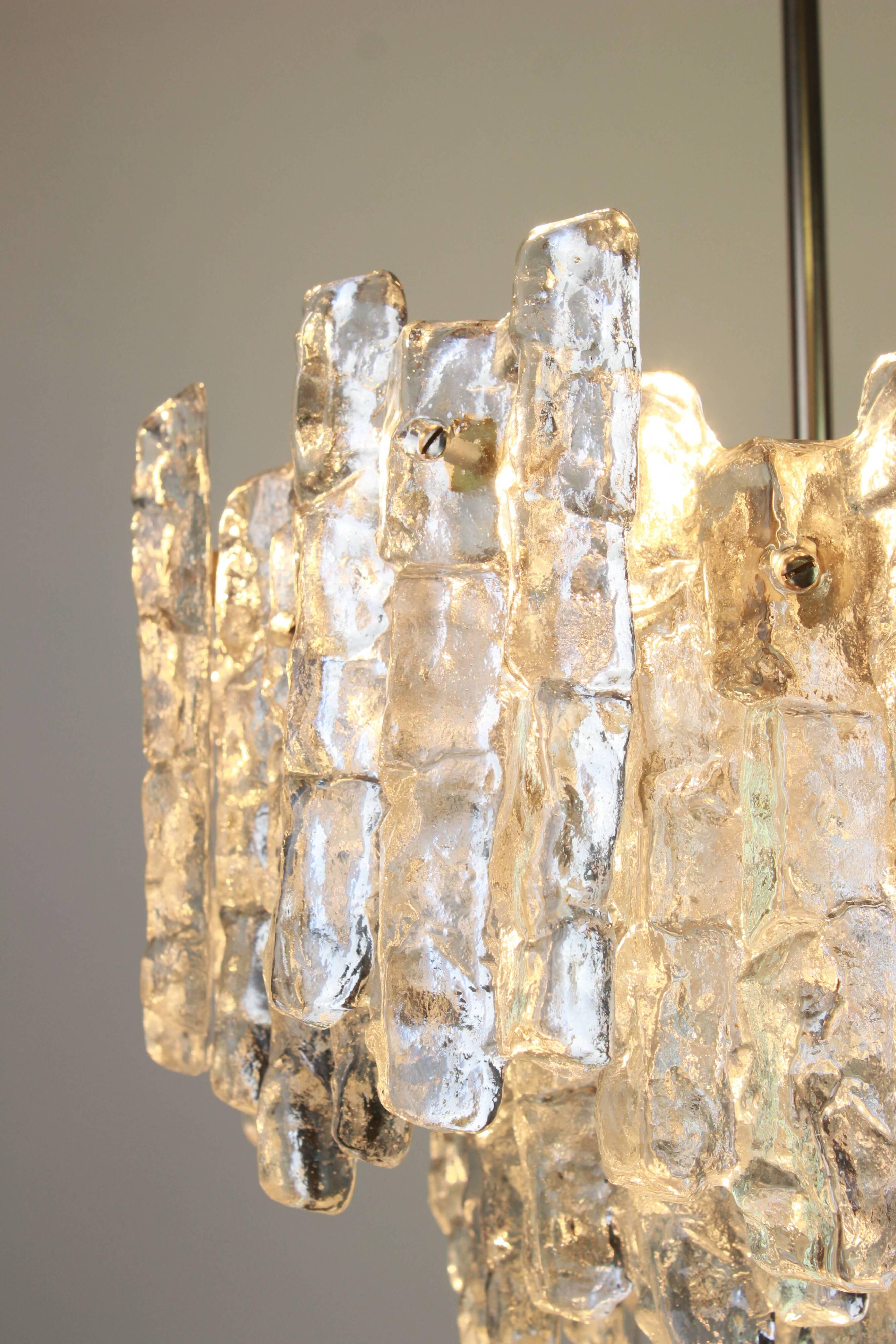 Large frosted glass chandelier from Murano by Kalmar, Austria, 1960s.