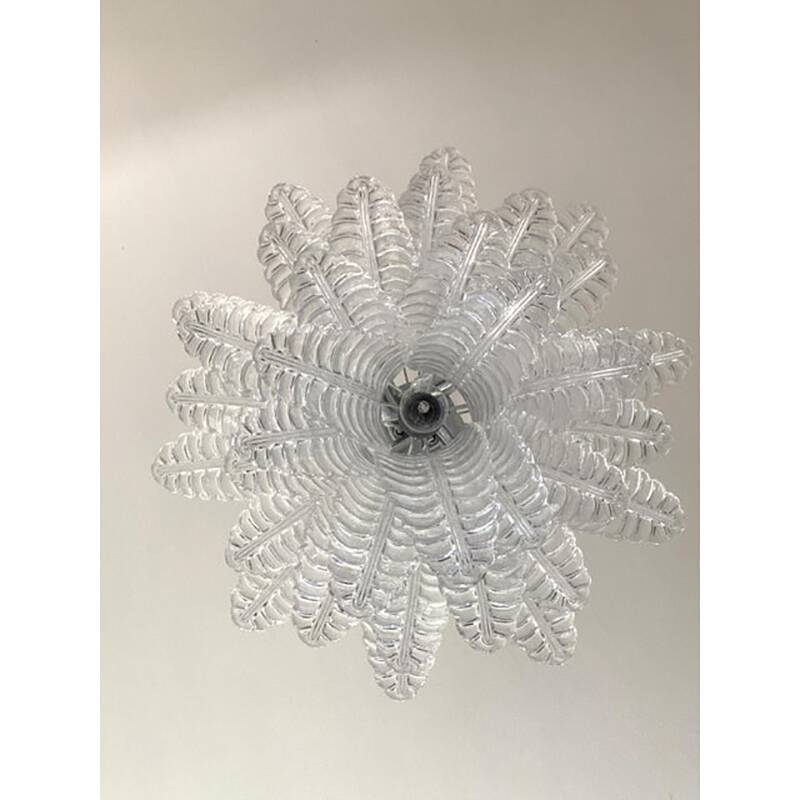 Contemporary Italian Transparent “Felci” Murano Glass Chandelier