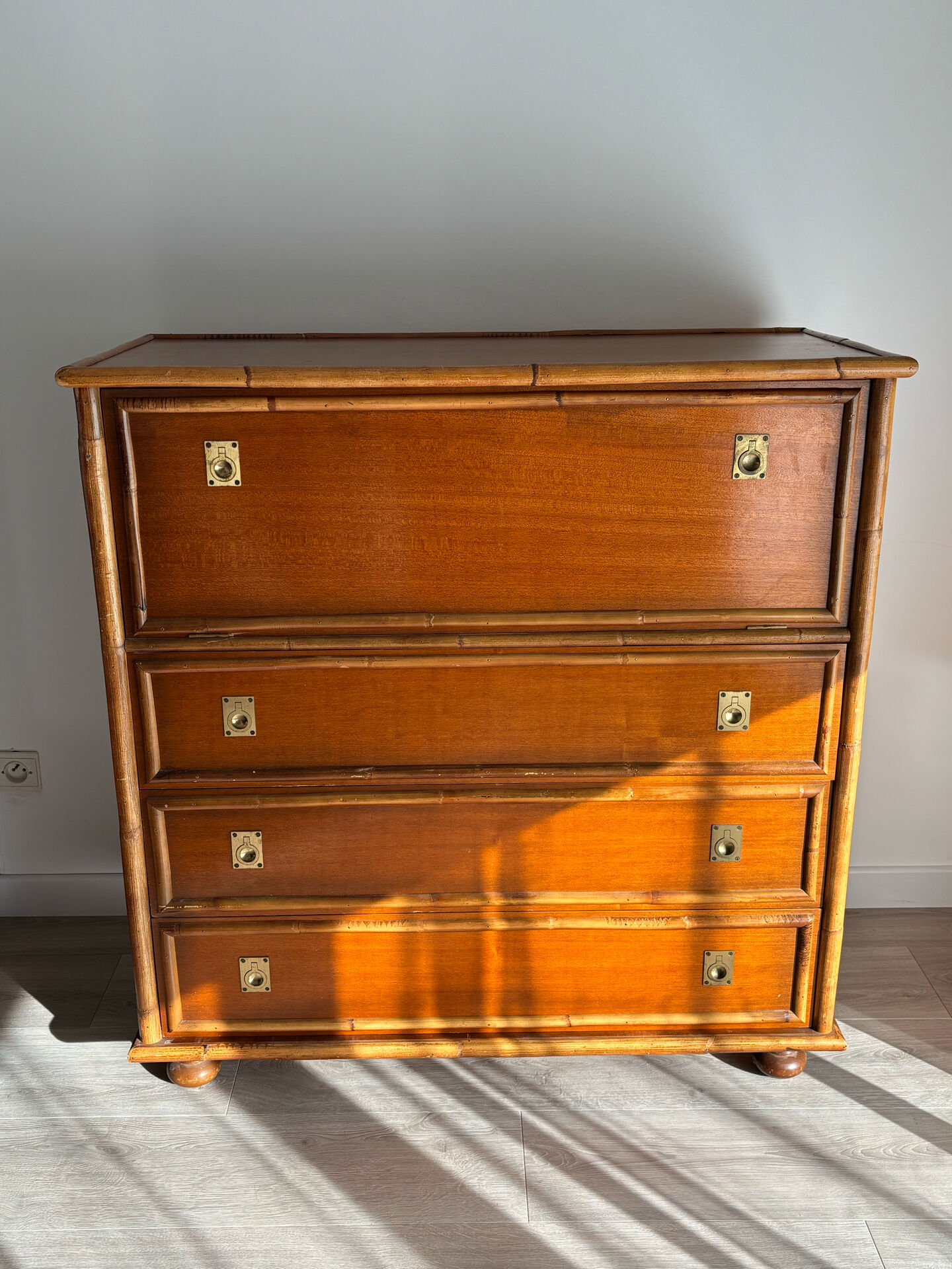 Commode bois et bambou Dalvera, 1970