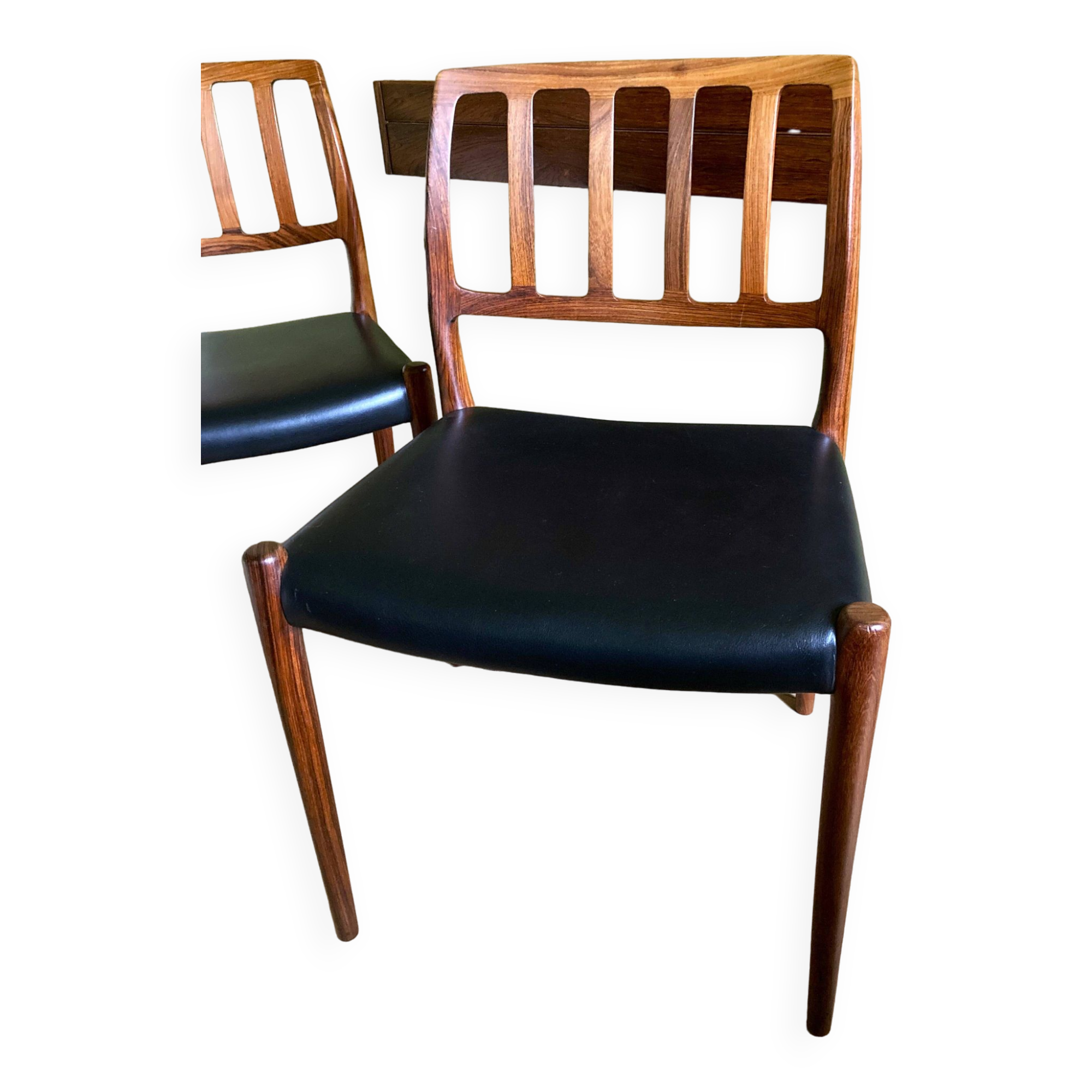 Set of 2 vintage Danish rosewood chairs 1974, Model 83, by Niels Moller