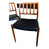 Set of 2 vintage Danish rosewood chairs 1974, Model 83, by Niels Moller