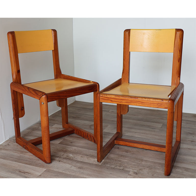 Pair of vintage chairs by André Sornay in wood 1960