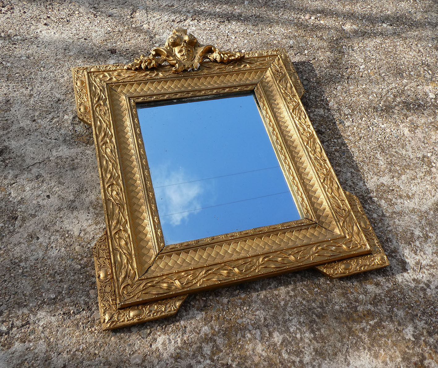 Old stucco and gilded wood mirror 50x65cm