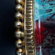 Vase CAB (Ceramics of Art from Bordeaux), turquoise green and red glaze.