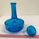 Vintage turquoise blue glass vase/decanter