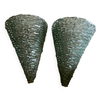 Set of 2 Glass Wall Lights