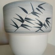 Paul MILLET in Sèvres - White & grey-blue vase - Black painted foliage