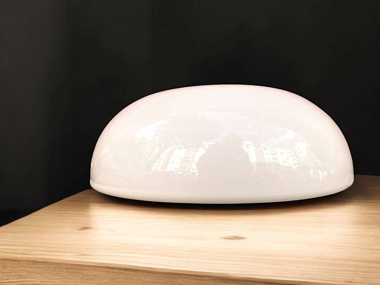 Minimalist large opaline glass flush mount ceiling lamp