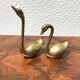 Pair of brass swans