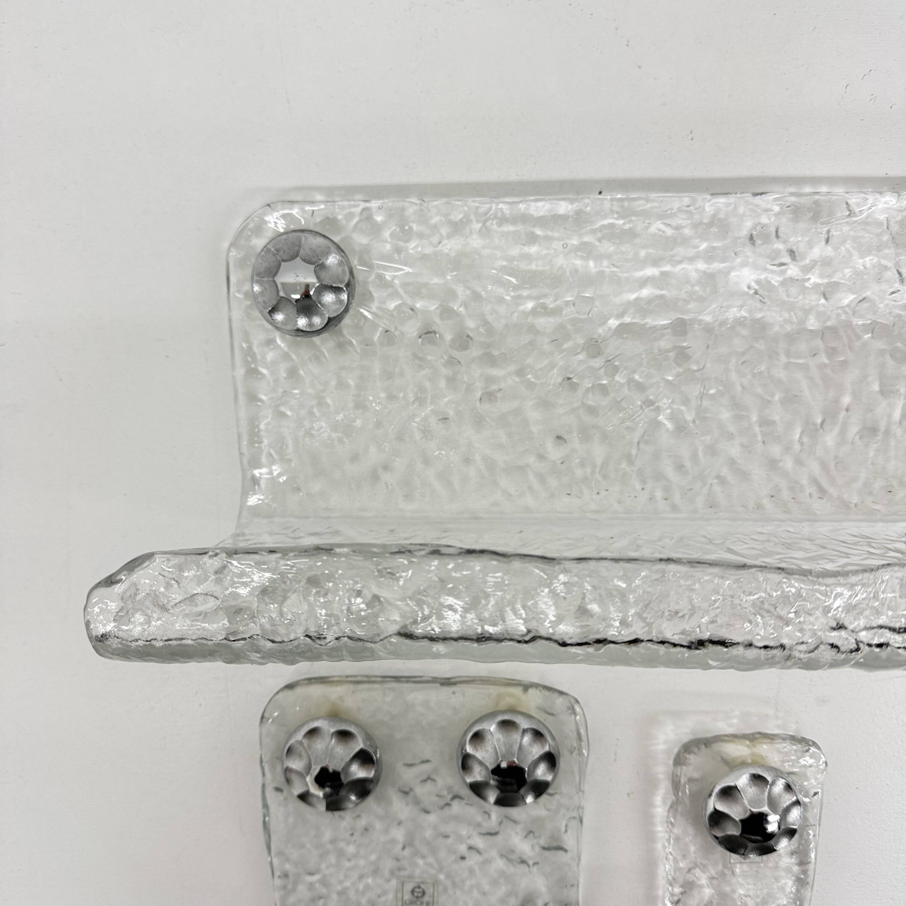 Set of Grohe ice glass bathroom set towel hanger, soap tray and plateau