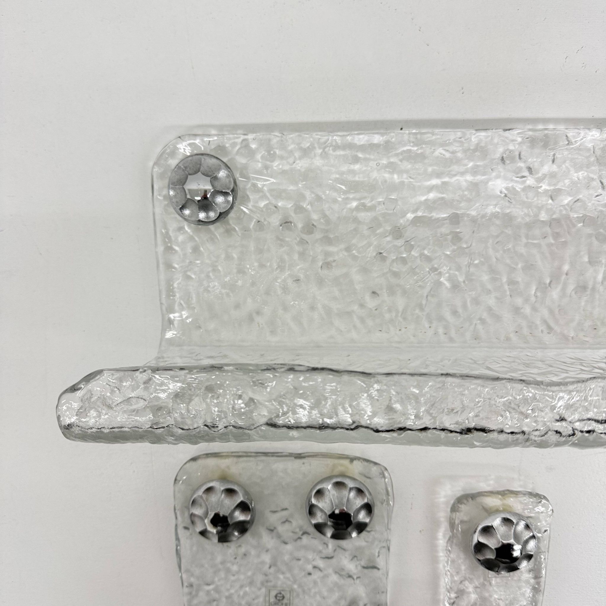 Set of Grohe ice glass bathroom set towel hanger, soap tray and plateau