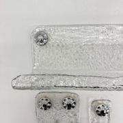 Set of Grohe ice glass bathroom set towel hanger, soap tray and plateau
