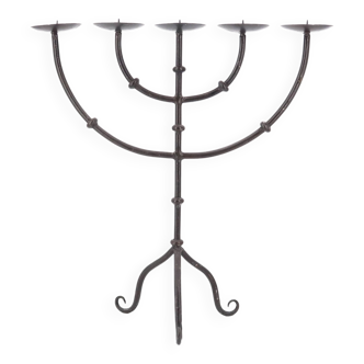 Five-branched metal candle holder, 1970s