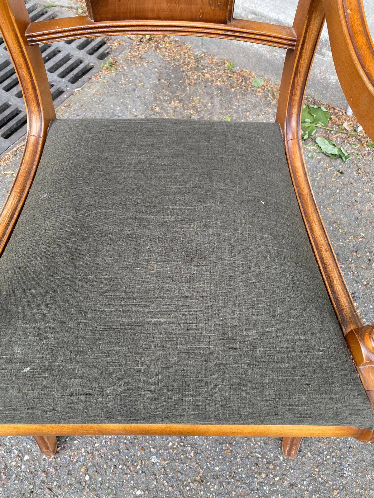 English Regency office chair in bentwood and green fabric