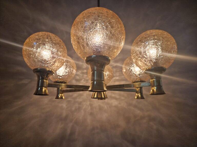 Mid-Century Brass Sputnik Chandelier, Germany, 1970s