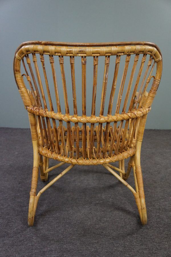 Fauteuil Belse 8 en rotin Dutch Design, 1950