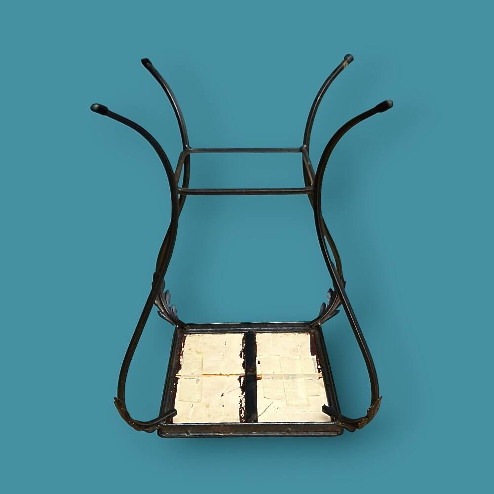 Vintage side table in wrought iron & ceramic – 1960s