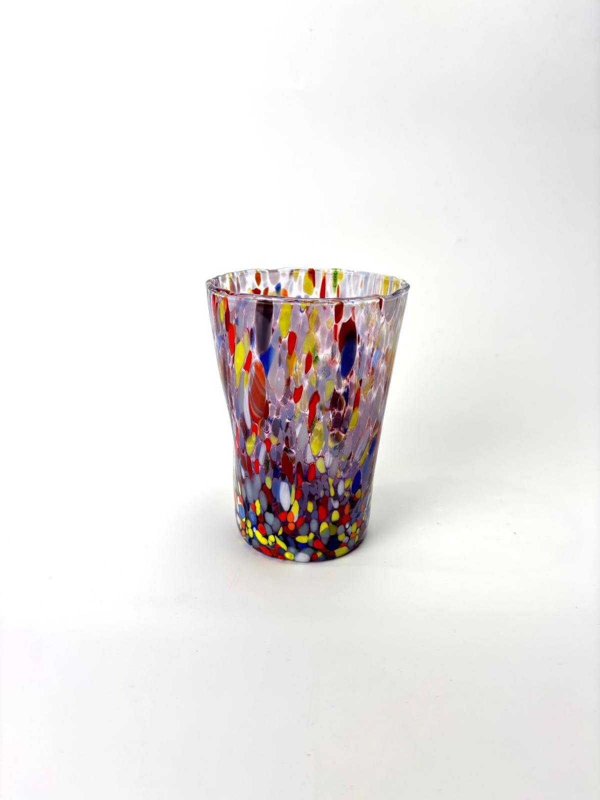 Set of 6 blown glass glasses with Murano murrine.