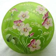 Candy box or jewelry box, Enamelled Art Nouveau glass Legras: Pink flowers
