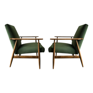 Fauteuils en velours vert du milieu