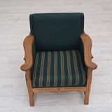 1970s, Danish armchair, furniture wool, solid oak wood.