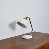 Swedish Table Lamp in Brass and White Metal, EWÅ Värnamo, 1950s