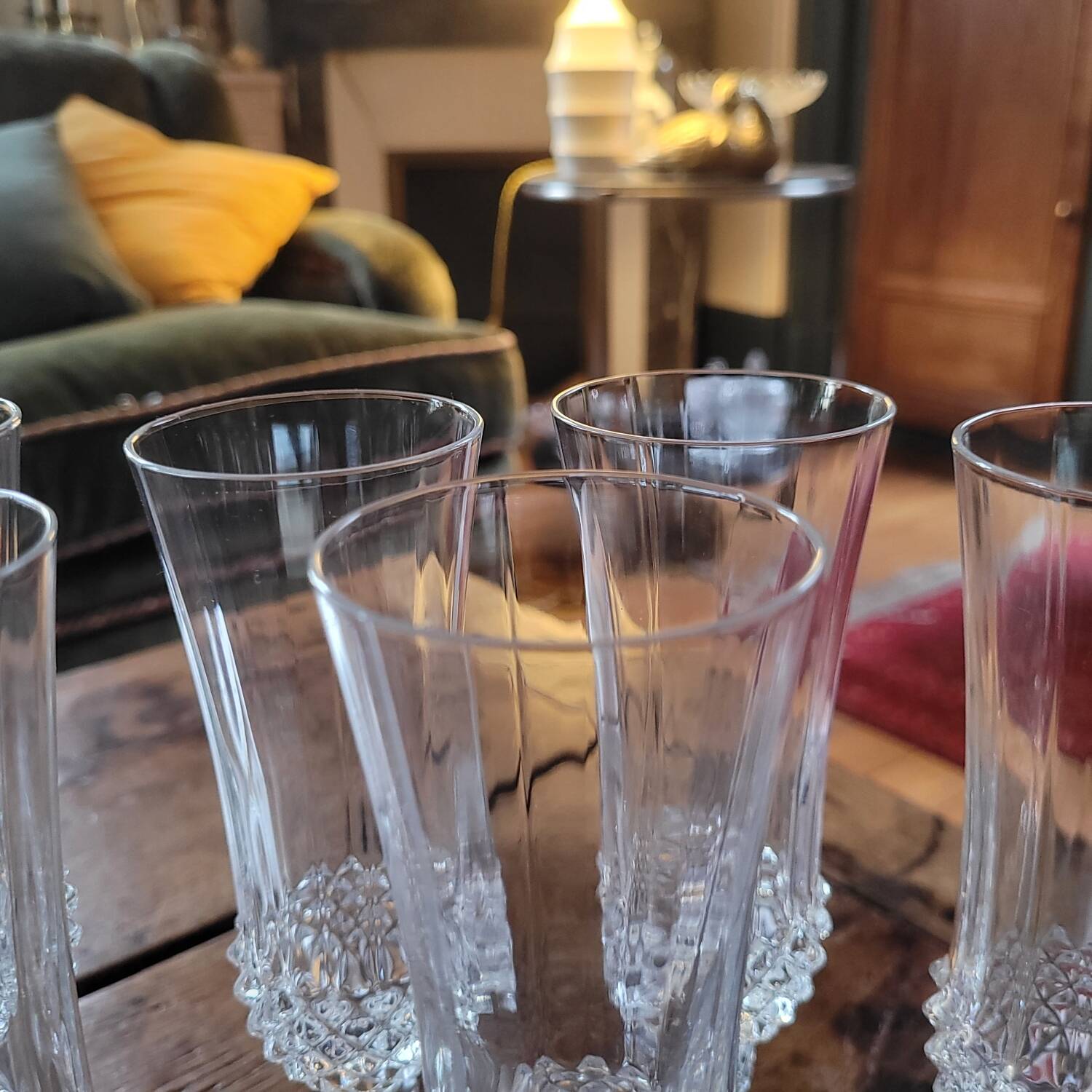 Set of 8 cut crystal flutes from the 70s-80s.